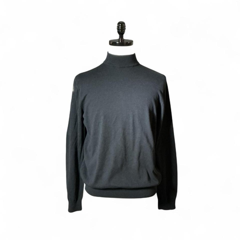 CEZANI Womens Monochrome Black Fine Pima Cotton Turtleneck Sweater Size L